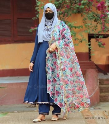 Navy Blue kurti Orna Set