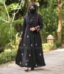 Black Embroidery Round Abaya