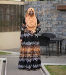 Printed Frilled Abaya