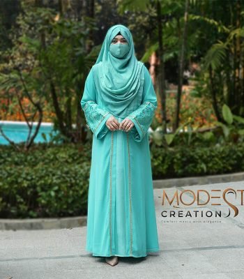 (Turquoise color) double layered Abaya