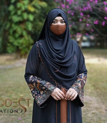 (Black and Caramel brown) Double Layered Abaya
