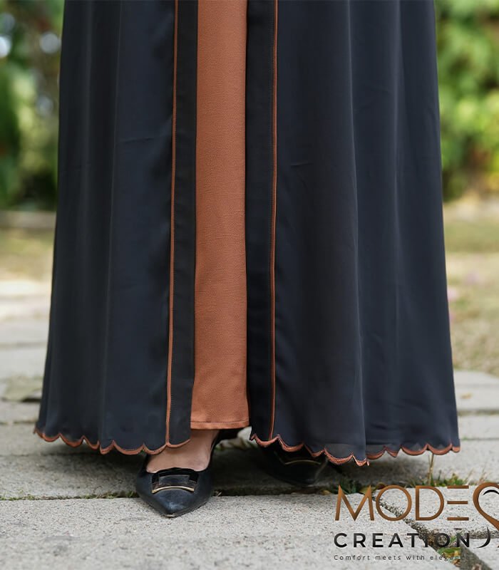 (Black and Caramel brown) Double Layered Abaya (2)
