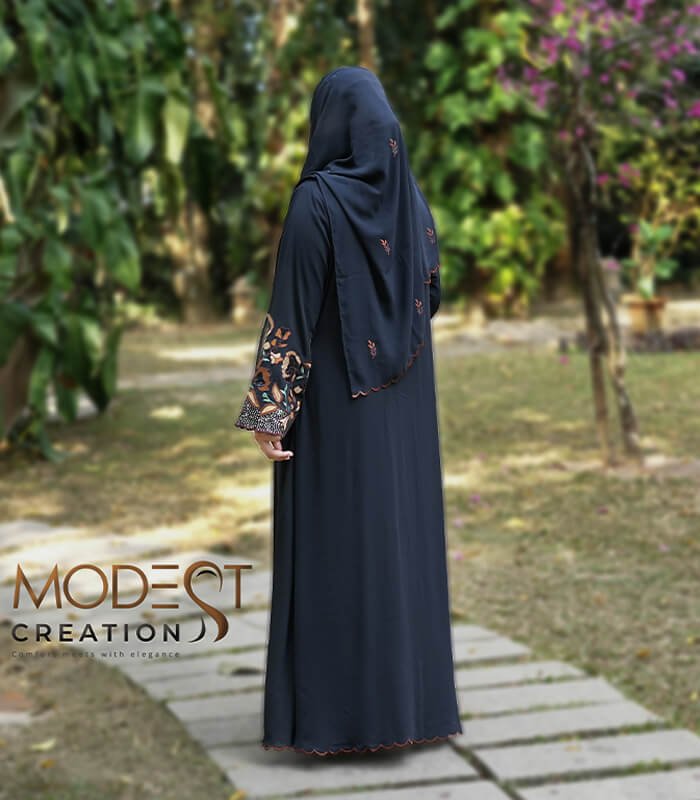 (Black and Caramel brown) Double Layered Abaya (3)