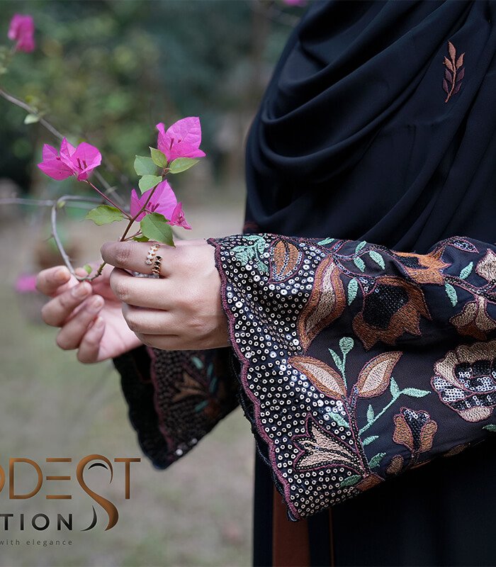 (Black and Caramel brown) Double Layered Abaya (4)