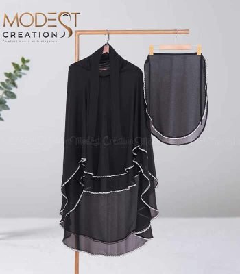 Black Full coverage (fixed Hijab) Set