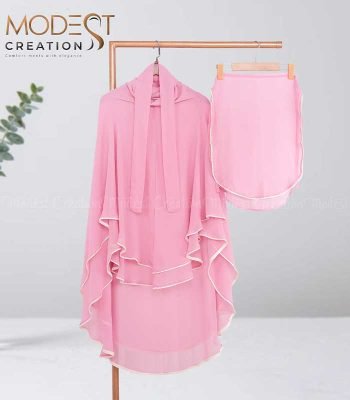 Pink Rose Full coverage (fixed Hijab) Set