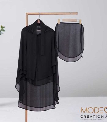 Elegant Black Sheer Full Coverage (fixed Hijab) Set