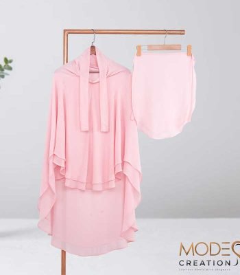 Soft Baby Pink Full Coverage (fixed Hijab) Set