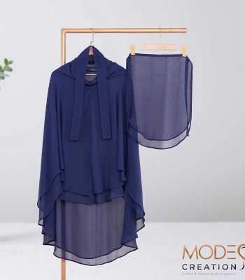 Navy Blue Full Coverage (fixed Hijab) Set