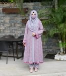 (Light Blue Gray & Onion Pink) Kurti Set