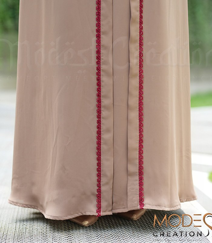(Light brown) semi-double layered abaya (3)