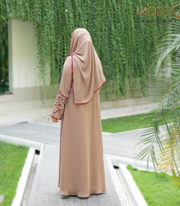 (Light brown) semi-double layered abaya (5)