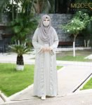 (Off-white&silver ash)double layered Abaya (1)