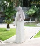 (Off-white&silver ash)double layered Abaya (1)