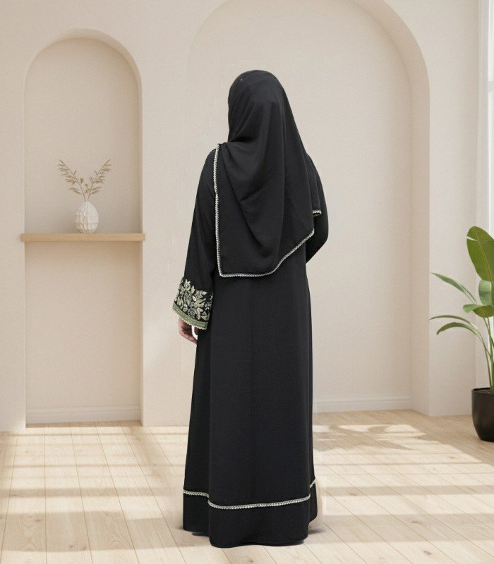 Elegant (Black) Abaya with Embroidered Sleeves