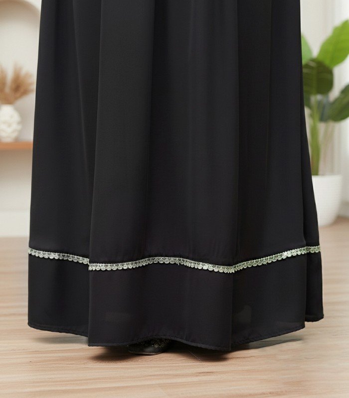 Elegant (Black) Abaya with Embroidered Sleeves