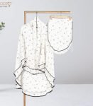 FH06-Cream Printed Full Coverage (Fixed Hijab) Set