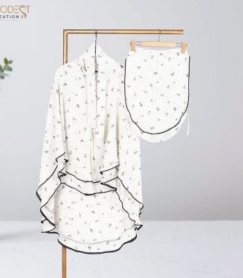 FH06-Cream Printed Full Coverage (Fixed Hijab) Set