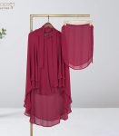 Elegant Maroon Full Coverage (Fixed Hijab) Set