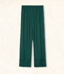 Emerald Green Cherry Fabric Lace-Trim Plazzo 1 emerald green cherry fabric lace trim palazzo