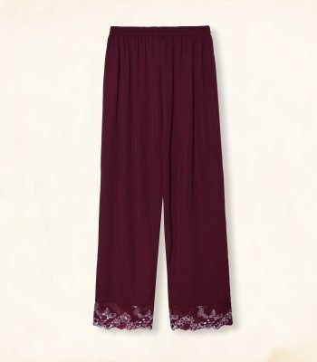 maroon cherry fabric floral embroidery palazzo