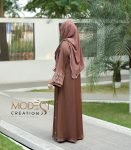 (Coffee Color) Kimono Style Embroidered Abaya (2)