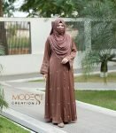 (Coffee Color) Kimono Style Embroidered Abaya