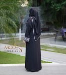 black embroidered double part abaya