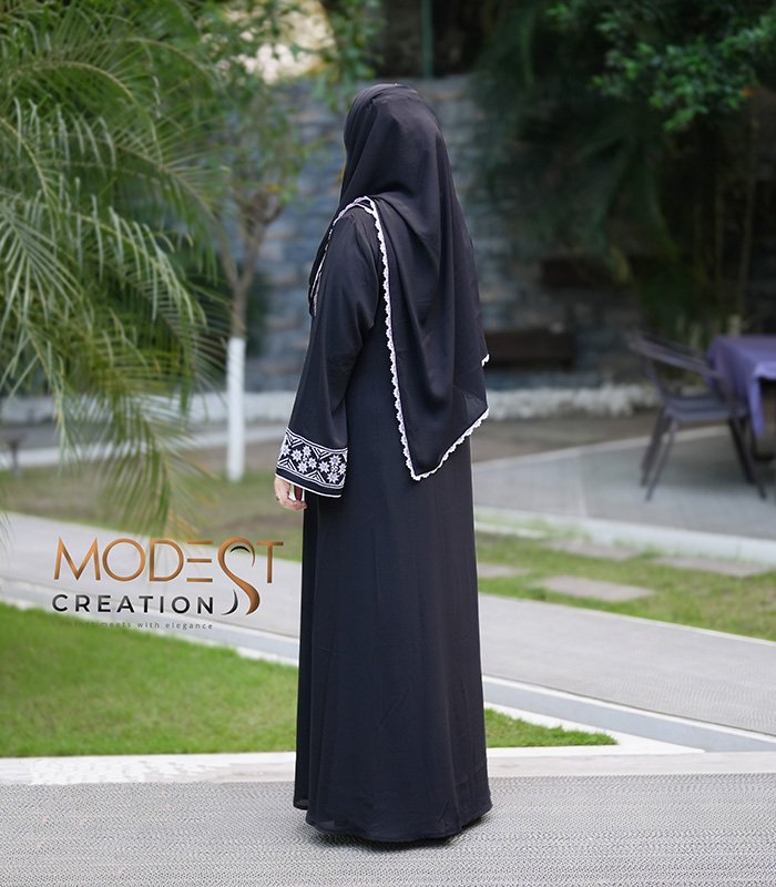 black embroidered double part abaya black embroidered double part abaya