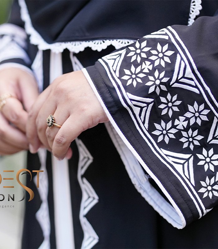 black embroidered double part abaya black embroidered double part abaya