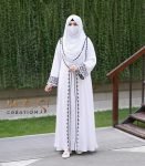 White Embroidered Double Part Abaya 1 white embroidered double part abaya
