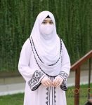 white embroidered double part abaya