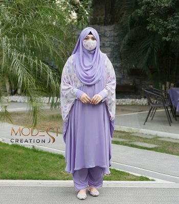 Lavender Blossom Semi Long Abaya