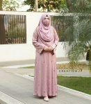 (Light Nude Pink Color) Kimono Style Embroidered Abaya