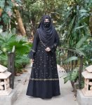 (Black Moslin Fabric) Double Layered Abaya