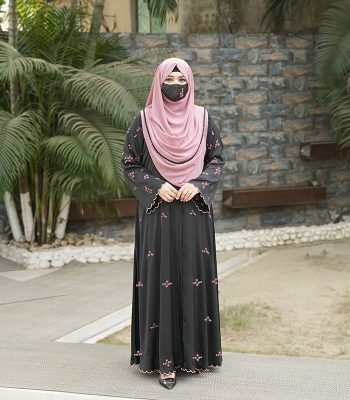 (Black color) Kimono Style Embroidered Abaya