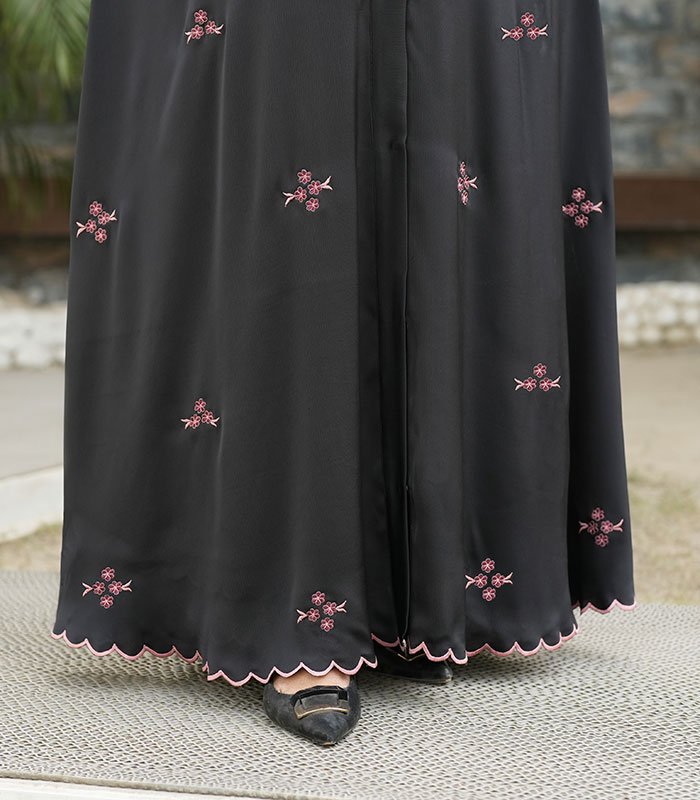 (Black color) Dimono Style Embroidered Abaya (4)