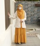 (Cream & Mustard Yellow) Abaya (2)