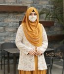 (Cream & Mustard Yellow) Abaya (2)