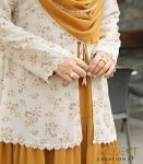 (Cream & Mustard Yellow) Abaya (2)