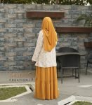 (Cream & Mustard Yellow) Abaya (2)