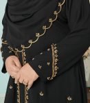 (Black Color) Embroidered & Zardosi Work Double Layered Abaya (2)