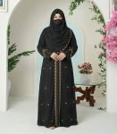 (Black Color) Embroidered & Zardosi Work Double Layered Abaya