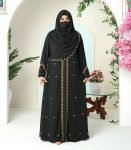 (Black Color) Embroidered & Zardosi Work Double Layered Abaya (2)