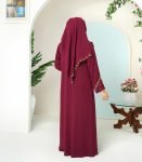 (Maroon Color) Embroidered & Zardosi Work Double Layered Abaya (1)