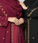 (Maroon Color) Embroidered & Zardosi Work Double Layered Abaya (1)