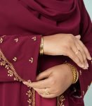 (Maroon Color) Embroidered & Zardosi Work Double Layered Abaya (1)