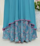 (Aqua Blue) Semi Double Layered Abaya (1)