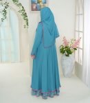 (Aqua Blue) Semi Double Layered Abaya (1)