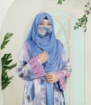 (Cornflower Blue & Tie-dye Shaded) Double Layered Abaya (2)